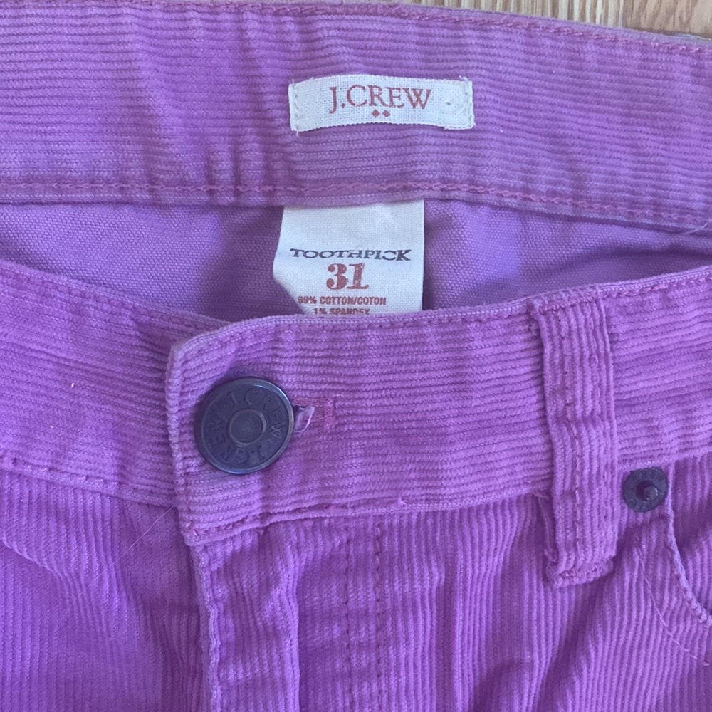 J Crew Women’s purple pink corduroy toothpick slim pants size 31 - Picture 2 of 5